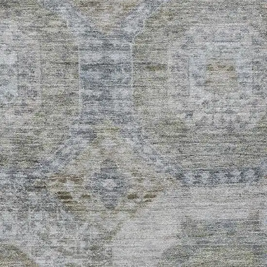 Coffee And Gray Abstract Geometric Washable Area Rug With UV Protection Photo 3