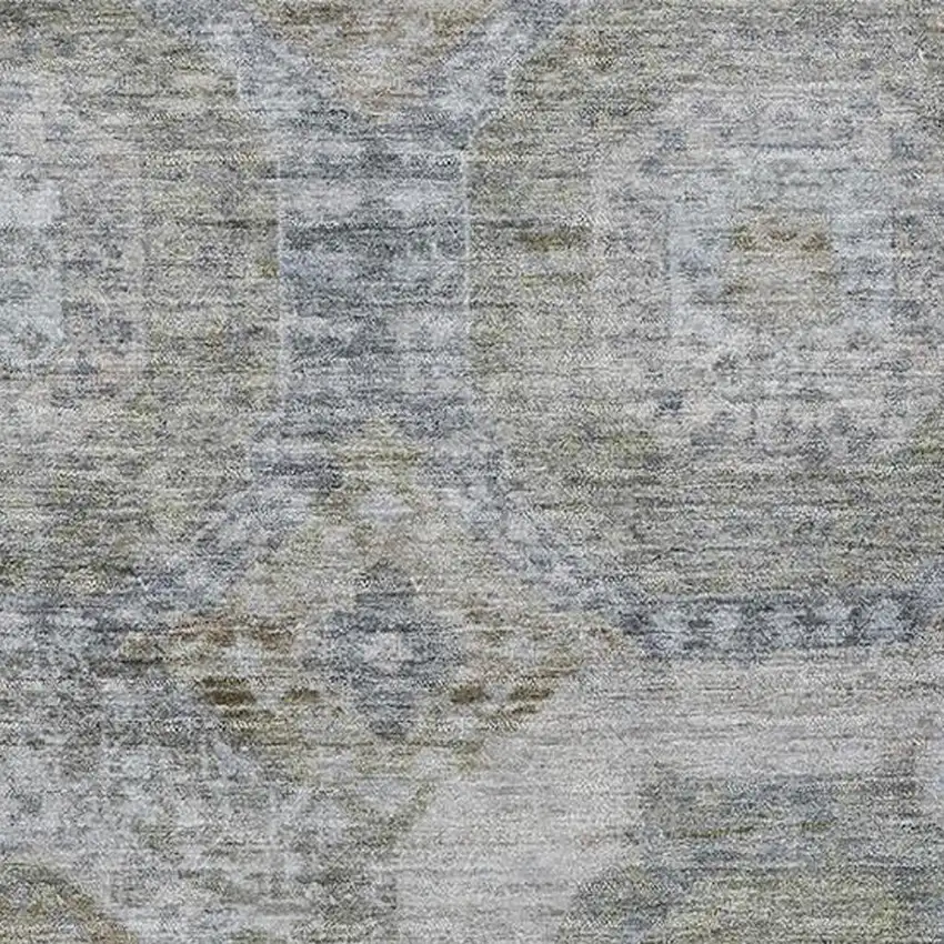 Coffee And Gray Abstract Geometric Washable Area Rug With UV Protection Photo 3