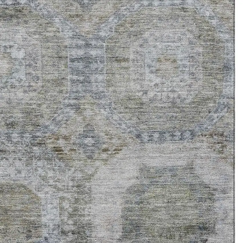 Coffee And Gray Abstract Geometric Washable Area Rug With UV Protection Photo 4