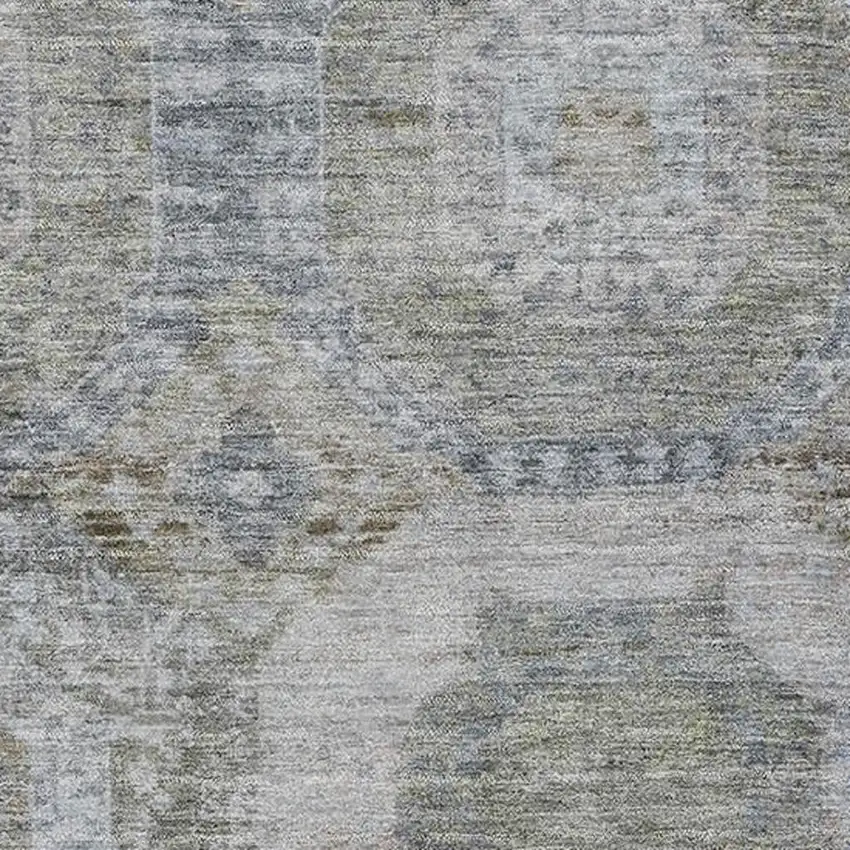 Coffee And Gray Abstract Geometric Washable Area Rug With UV Protection Photo 3