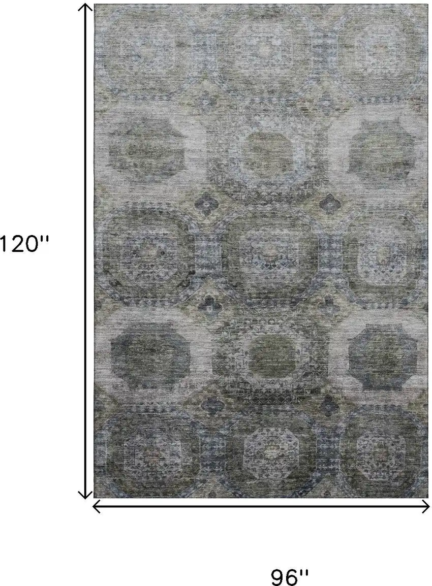 Coffee And Gray Abstract Geometric Washable Area Rug With UV Protection Photo 9
