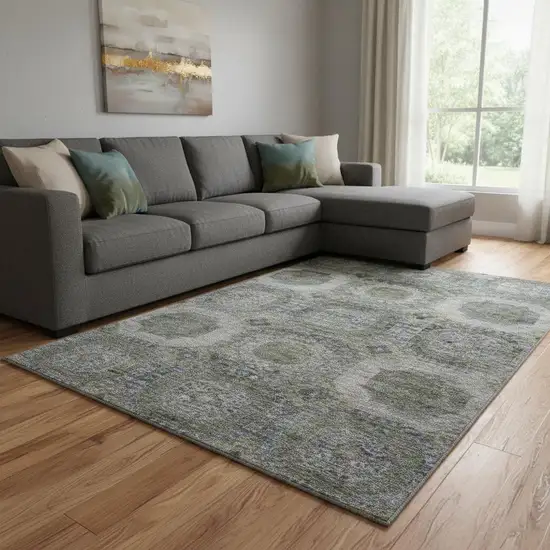 Coffee And Gray Abstract Geometric Washable Area Rug With UV Protection Photo 2