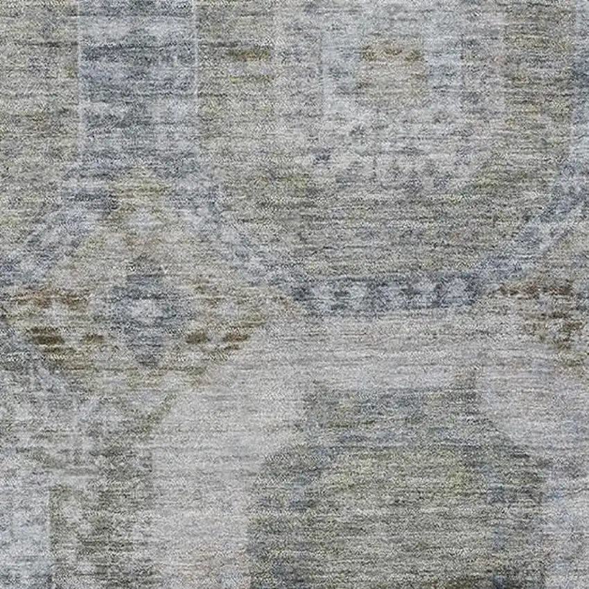 Coffee And Gray Abstract Geometric Washable Area Rug With UV Protection Photo 3