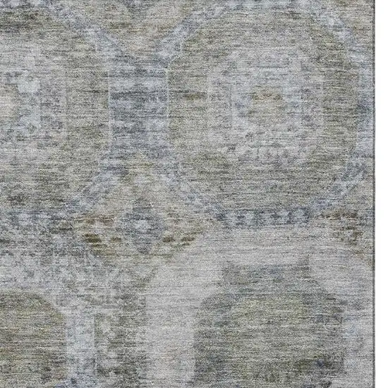 Coffee And Gray Abstract Geometric Washable Area Rug With UV Protection Photo 4