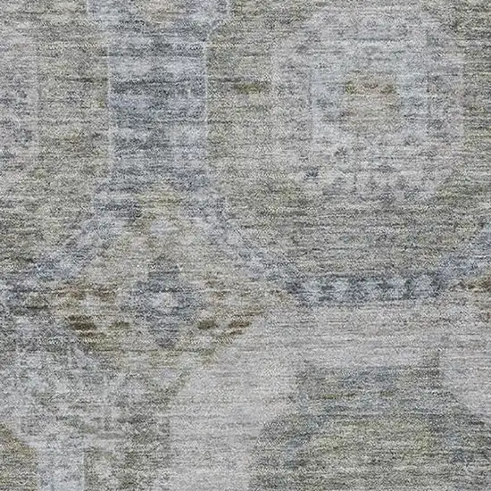 Coffee And Gray Abstract Geometric Washable Area Rug With UV Protection Photo 3