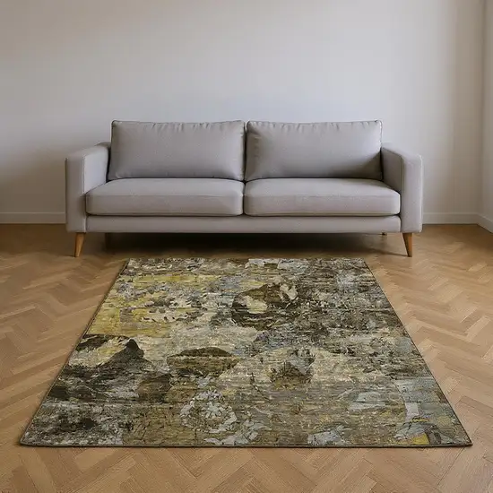 Coffee And Gray Abstract Washable Area Rug With UV Protection Photo 2