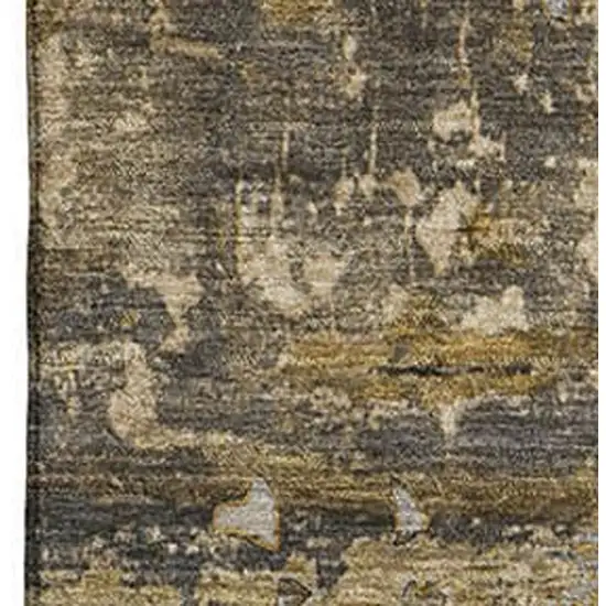 Coffee And Gray Abstract Washable Area Rug With UV Protection Photo 3