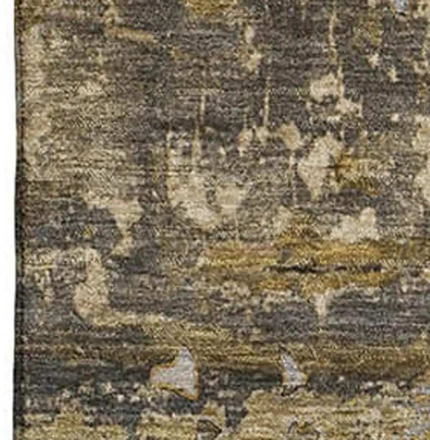 Coffee And Gray Abstract Washable Area Rug With UV Protection Photo 3