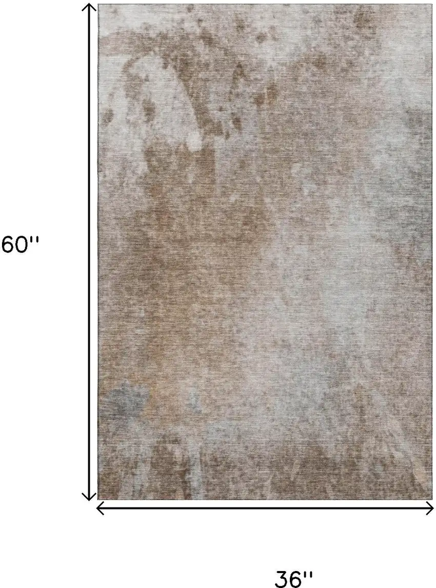 Coffee And Gray Abstract Washable Area Rug With UV Protection Photo 5