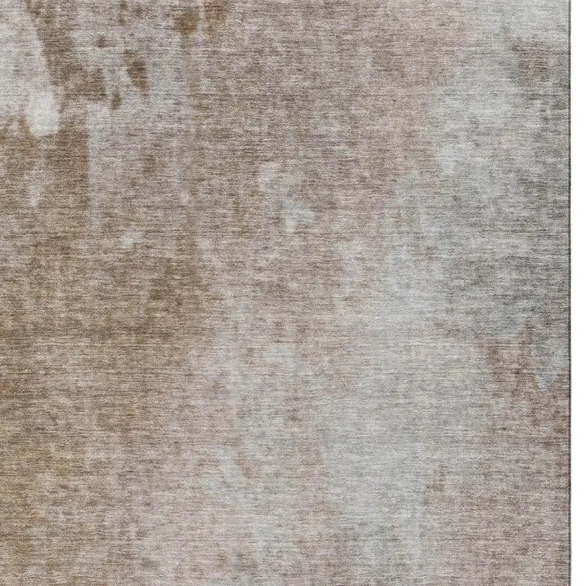 Coffee And Gray Abstract Washable Area Rug With UV Protection Photo 3
