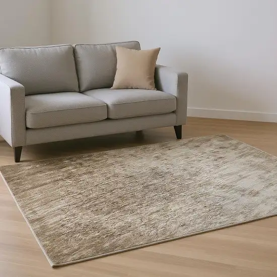 Coffee And Gray Abstract Washable Area Rug With UV Protection Photo 2