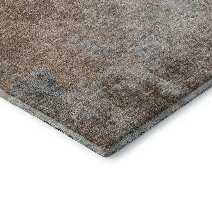 Coffee And Gray Abstract Washable Area Rug With UV Protection Photo 7