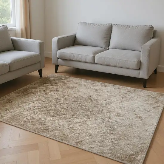 Coffee And Gray Abstract Washable Area Rug With UV Protection Photo 2