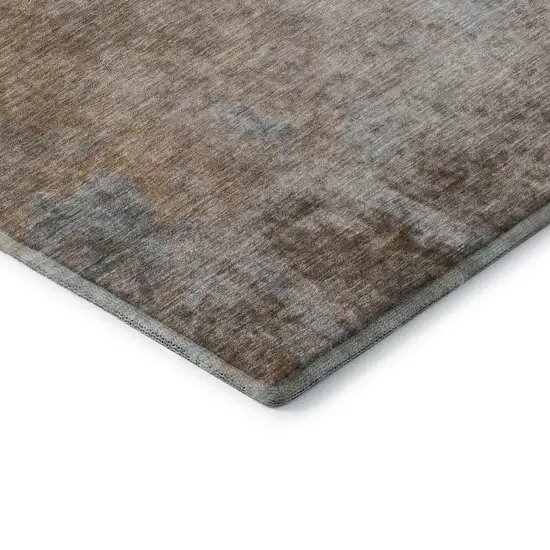 Coffee And Gray Abstract Washable Area Rug With UV Protection Photo 8