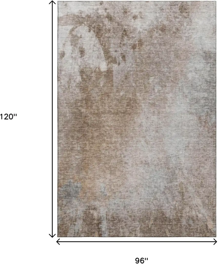 Coffee And Gray Abstract Washable Area Rug With UV Protection Photo 6