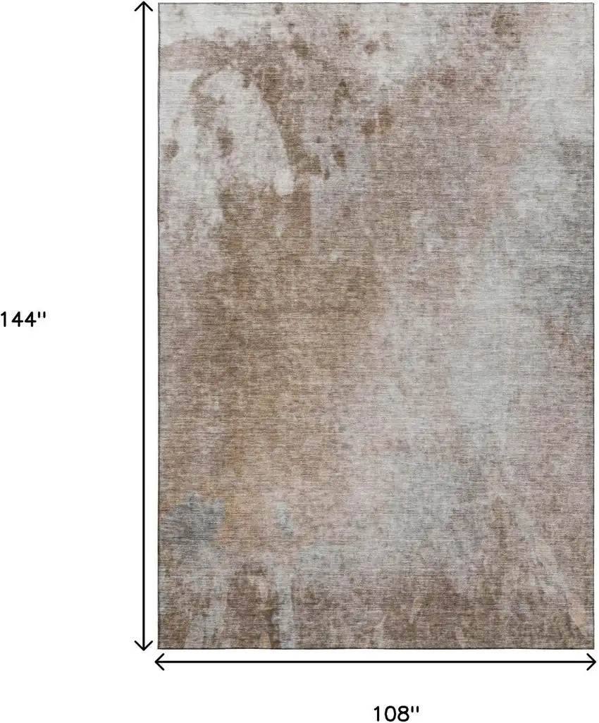 Coffee And Gray Abstract Washable Area Rug With UV Protection Photo 3