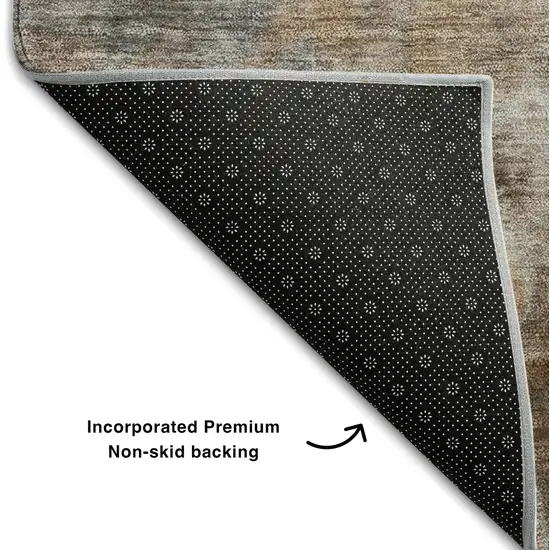 Coffee And Gray Abstract Washable Area Rug With UV Protection Photo 8