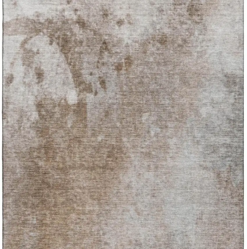 Coffee And Gray Abstract Washable Area Rug With UV Protection Photo 4