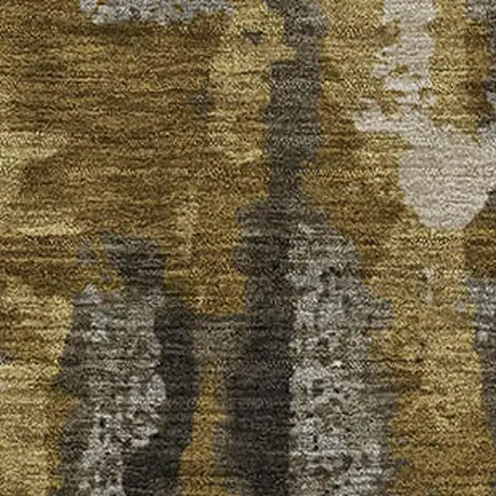 Coffee And Gray Abstract Washable Area Rug With UV Protection Photo 3