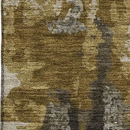 Coffee And Gray Abstract Washable Area Rug With UV Protection Photo 3