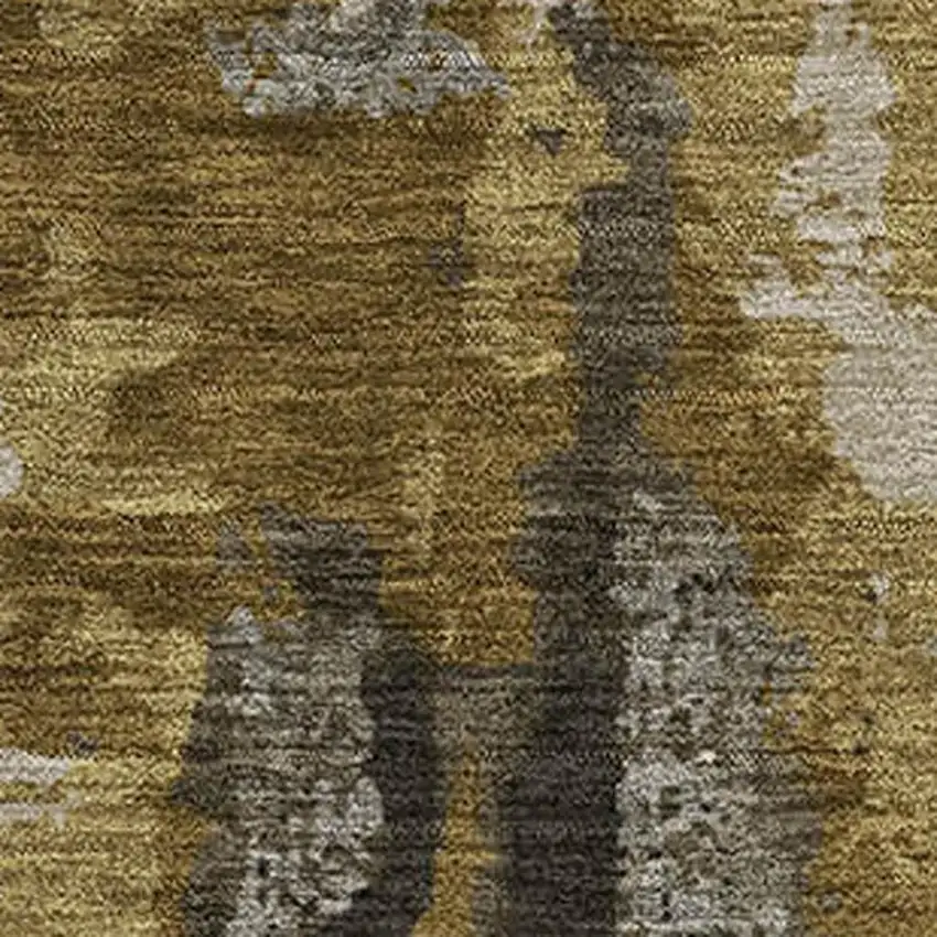 Coffee And Gray Abstract Washable Area Rug With UV Protection Photo 3