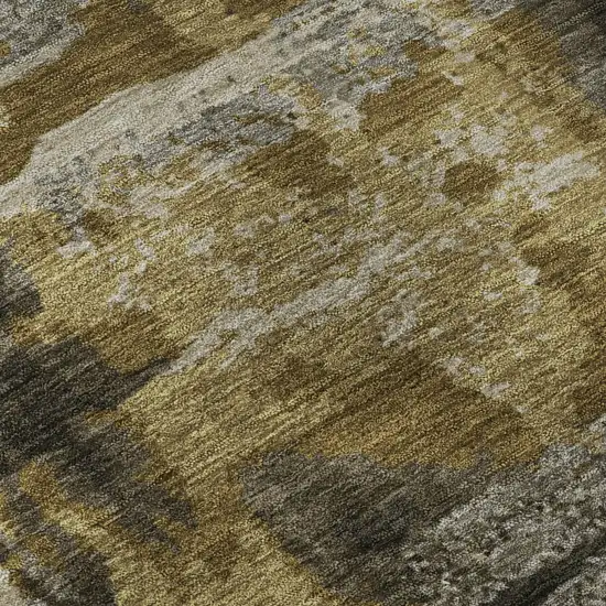 Coffee And Gray Abstract Washable Area Rug With UV Protection Photo 8