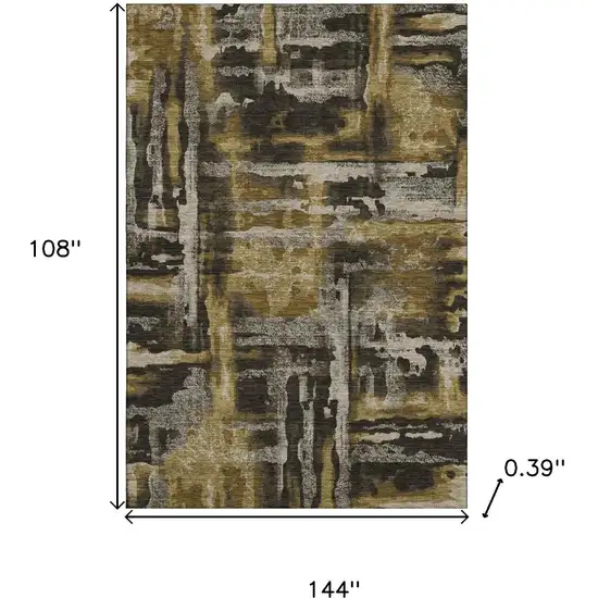 Coffee And Gray Abstract Washable Area Rug With UV Protection Photo 9