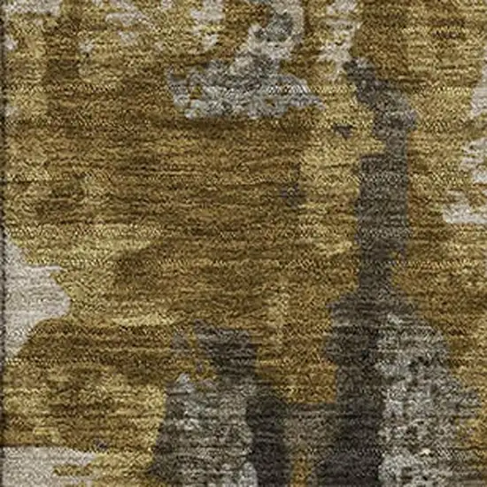 Coffee And Gray Abstract Washable Area Rug With UV Protection Photo 3