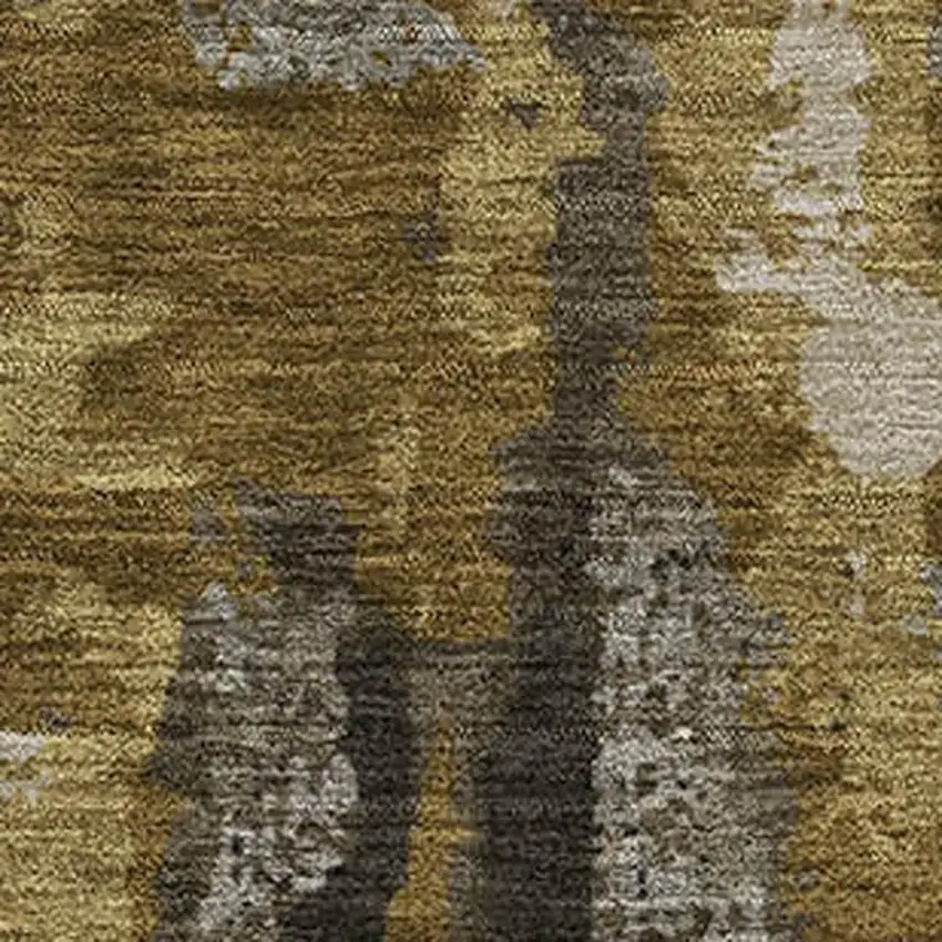 Coffee And Gray Abstract Washable Area Rug With UV Protection Photo 3