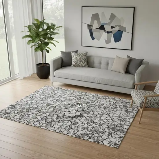 Coffee And Gray Abstract Washable Area Rug With UV Protection Photo 1