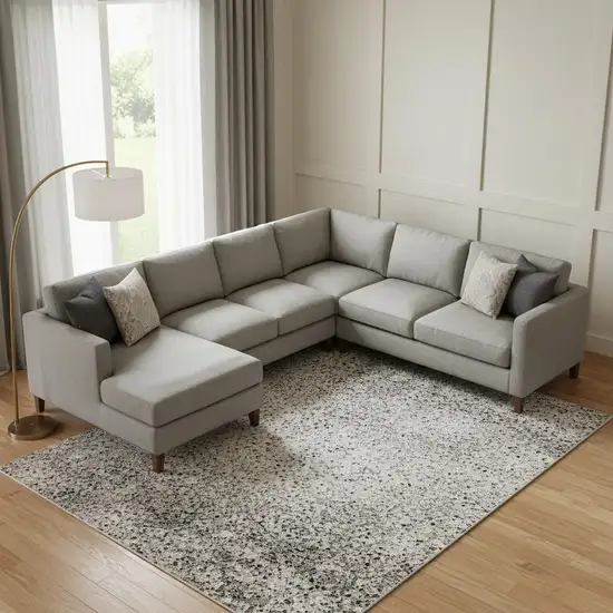 Coffee And Gray Abstract Washable Area Rug With UV Protection Photo 1