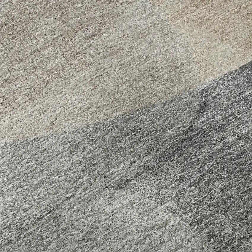 Coffee And Gray Abstract Washable Area Rug With UV Protection Photo 2