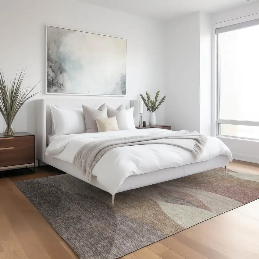 Coffee And Gray Abstract Washable Indoor Outdoor Area Rug Photo 4