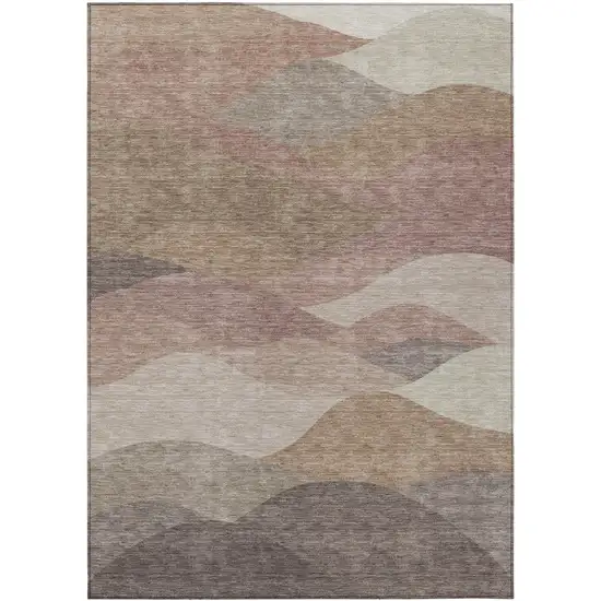 Coffee And Gray Abstract Washable Indoor Outdoor Area Rug Photo 7