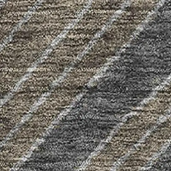 Coffee And Gray Geometric Washable Area Rug With UV Protection Photo 3