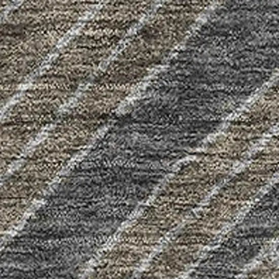 Coffee And Gray Geometric Washable Area Rug With UV Protection Photo 3