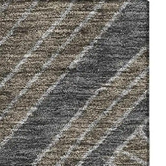 Coffee And Gray Geometric Washable Area Rug With UV Protection Photo 4