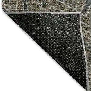 Photo of Coffee And Gray Geometric Washable Area Rug With UV Protection