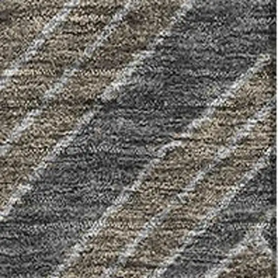 Coffee And Gray Geometric Washable Area Rug With UV Protection Photo 3