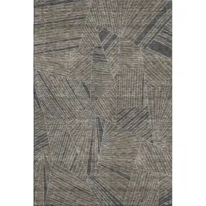 Photo of Coffee And Gray Geometric Washable Area Rug With UV Protection