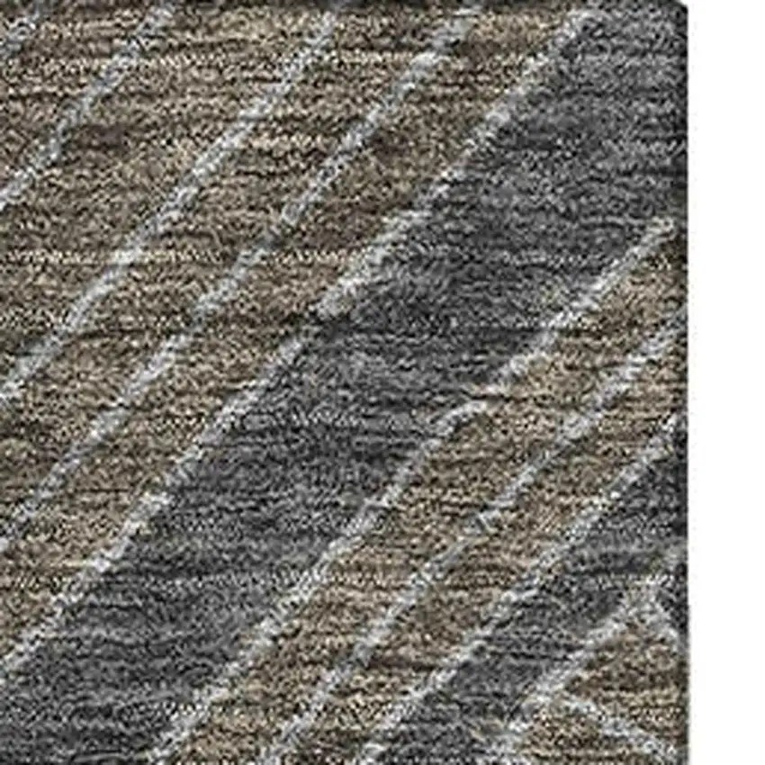 Coffee And Gray Geometric Washable Area Rug With UV Protection Photo 3