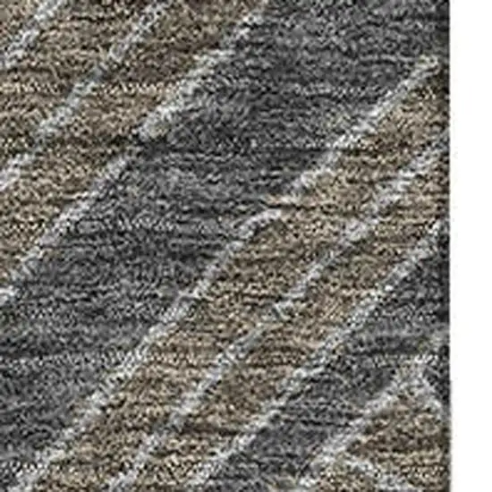 Coffee And Gray Geometric Washable Area Rug With UV Protection Photo 3