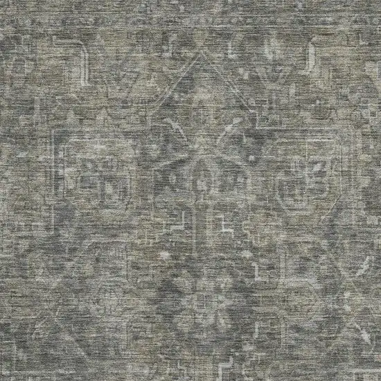 Coffee And Gray Oriental Washable Area Rug With UV Protection Photo 3