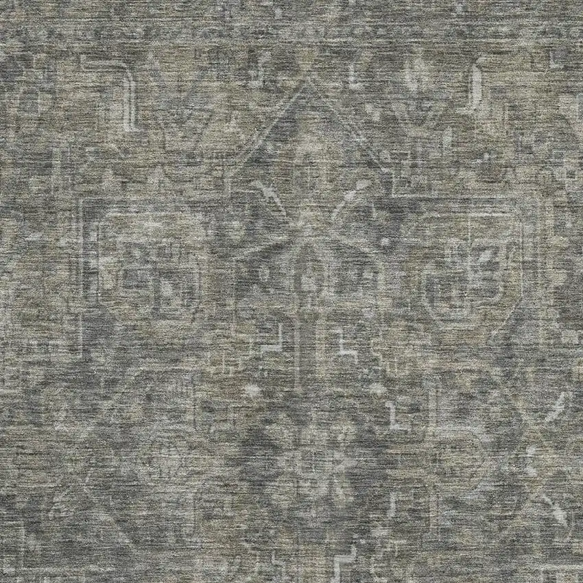 Coffee And Gray Oriental Washable Area Rug With UV Protection Photo 3