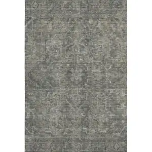 Photo of Coffee And Gray Oriental Washable Area Rug With UV Protection
