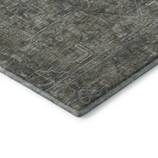 Coffee And Gray Oriental Washable Area Rug With UV Protection Photo 8