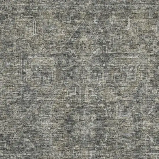 Coffee And Gray Oriental Washable Area Rug With UV Protection Photo 3
