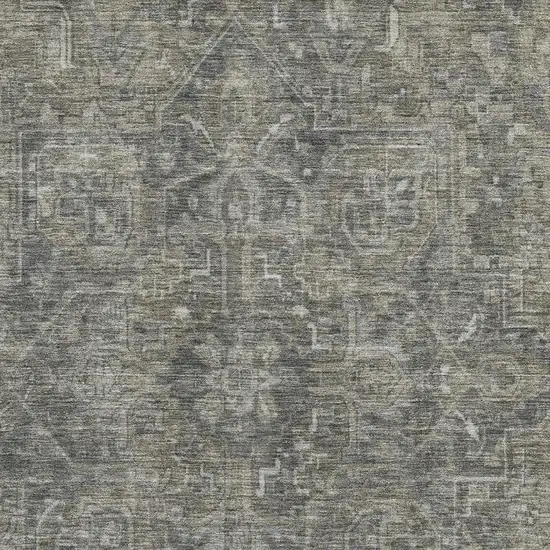 Coffee And Gray Oriental Washable Area Rug With UV Protection Photo 3