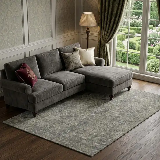 Coffee And Gray Medallion Distressed Washable Area Rug With UV Protection Photo 1