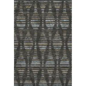 Photo of Coffee And Gray Striped Washable Area Rug With UV Protection